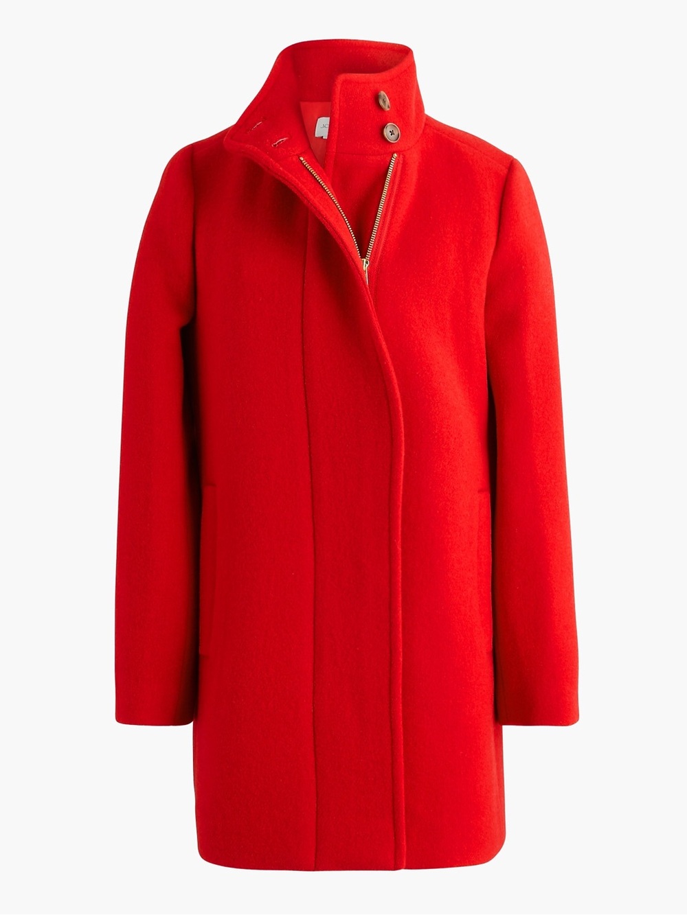 J.Crew Factory City Coat with Button Neck in Classic Cardinal Red - Picture 2 of 10